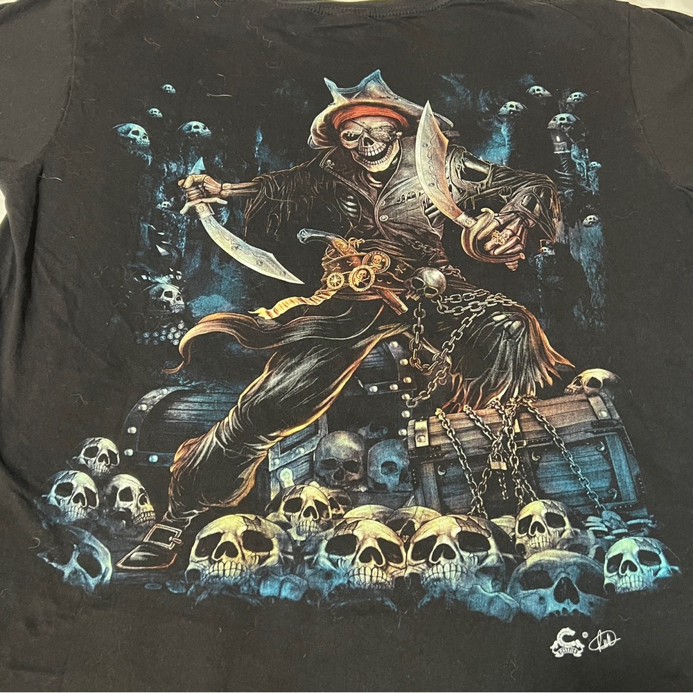 Caballo Pirate Skull Graphic Black T-Shirt L St Thomas - Picture 6 of 8